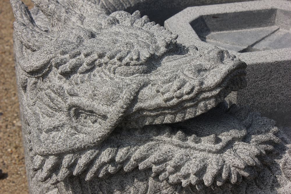 龍の石像｜龍が彫刻された水鉢の製作8 完成 : 岡崎市 老舗石屋㈱杉田