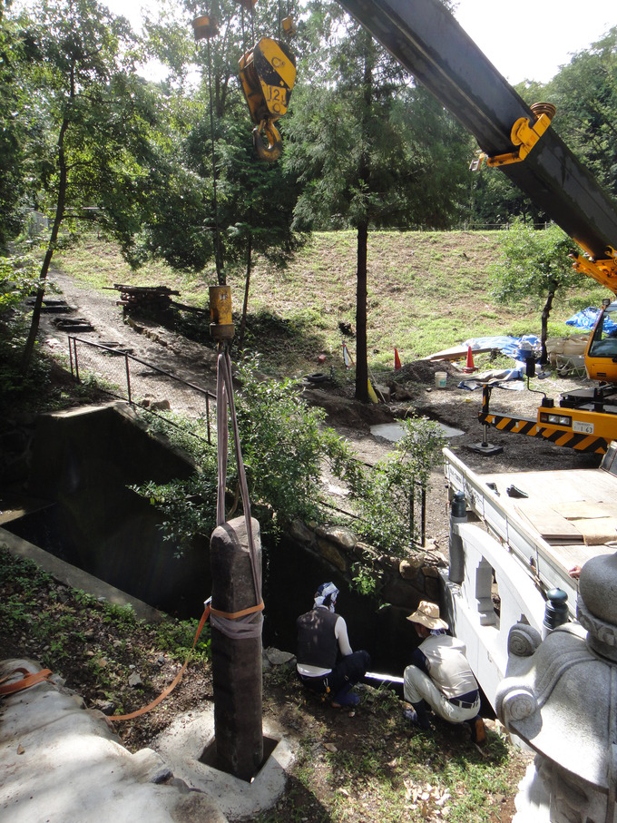 六方石の石碑工事|犬山市大縣神社