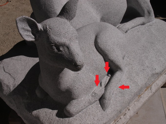 親子なで鹿（砥鹿神社）制作工程｜動物の石像