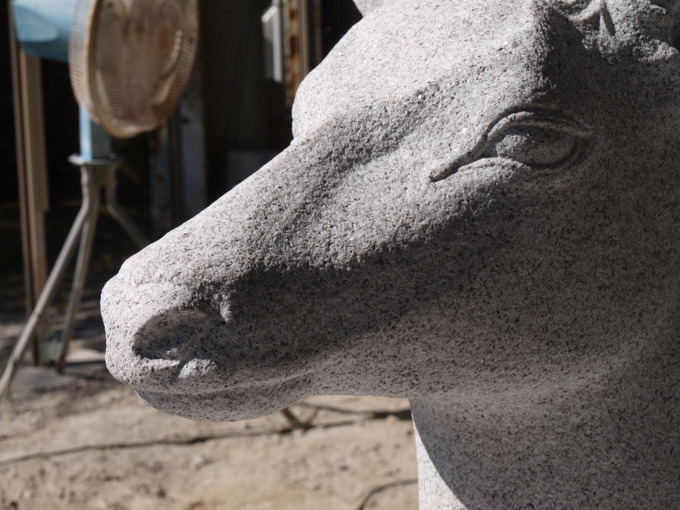 親子なで鹿（砥鹿神社）制作工程｜動物の石像