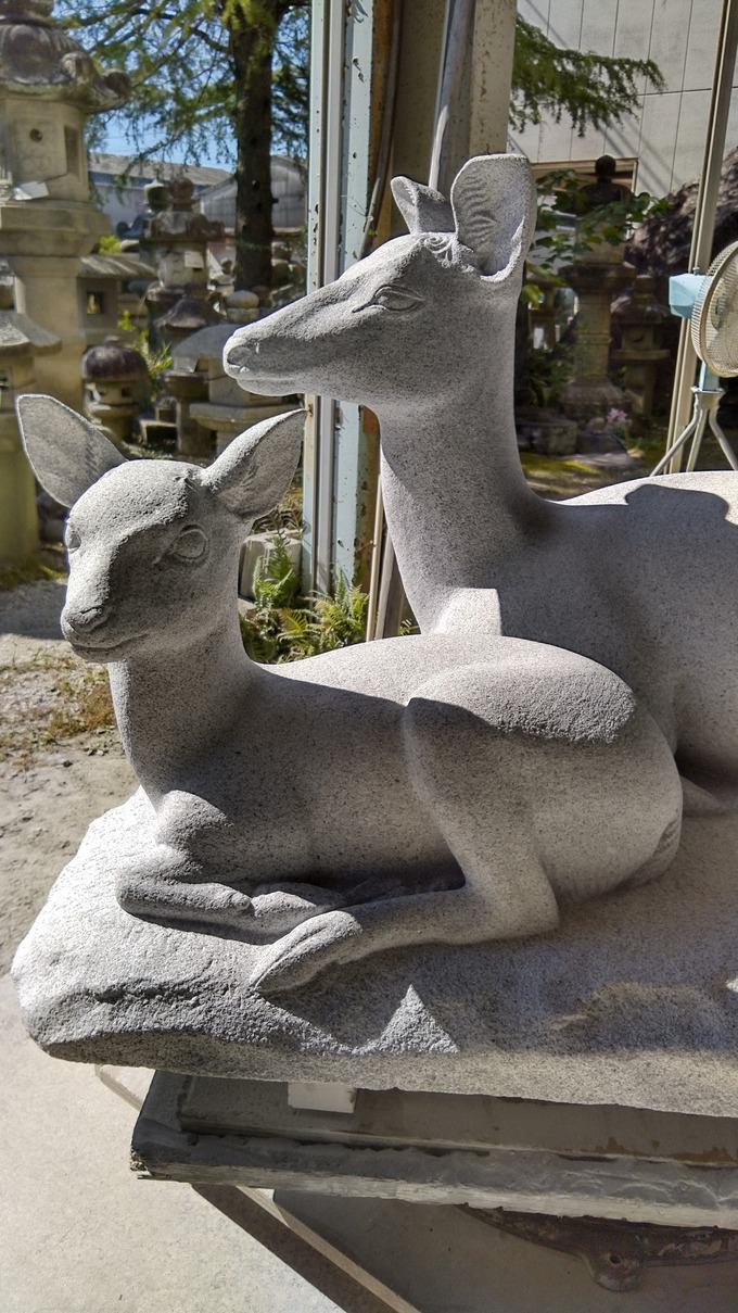 親子なで鹿（砥鹿神社）制作工程｜動物の石像
