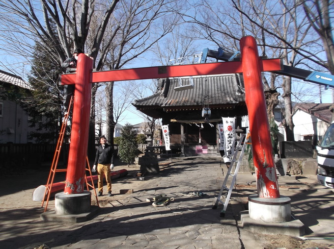 鳥居撤去工事（群馬県若宮八幡宮）