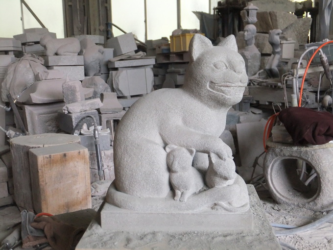 石像彫刻製作 オーダーメイド狛猫