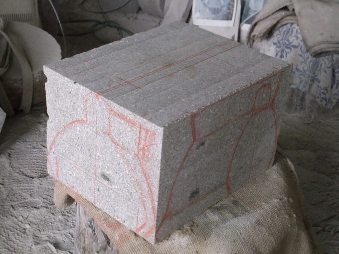 草屋型（茅葺屋根水車小屋）　置灯篭製作過程