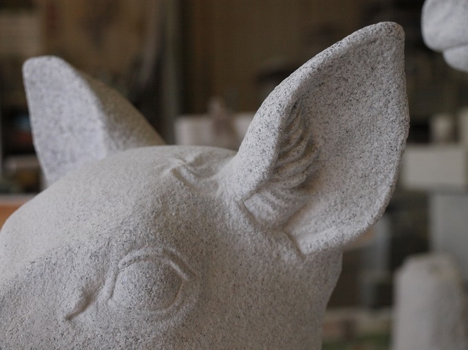 親子なで鹿（砥鹿神社）制作工程｜動物の石像