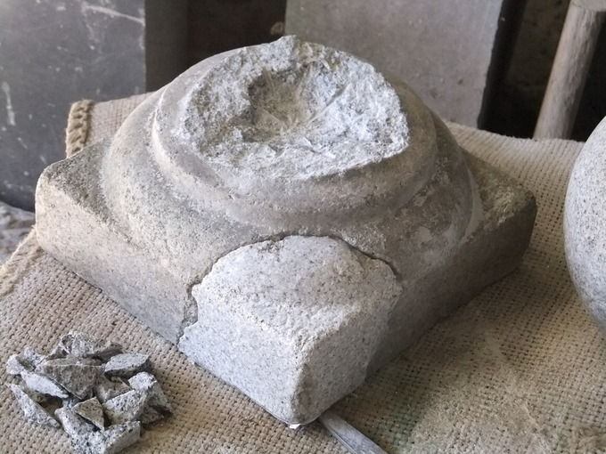 灯篭補修割れ欠け修理