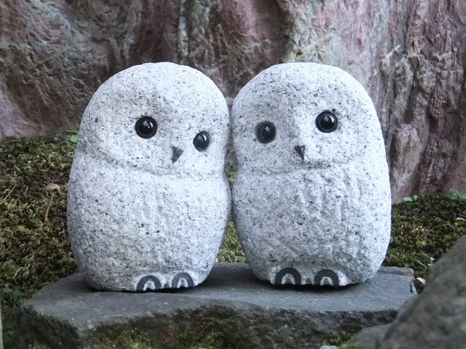 石製ふくろうペア