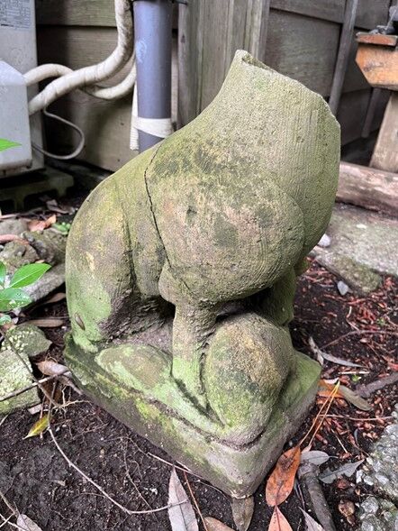 狐（お稲荷さん）の石像修復2