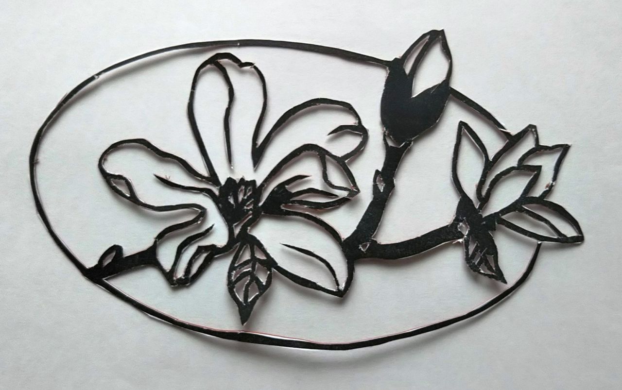 19 こぶし館で 切り絵 初体験 水彩8 道子のつれづれ日記