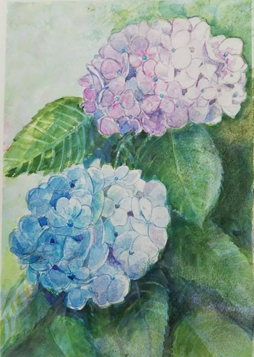 みう 　油絵　F8 ユリと紫陽花　二点 みう 油絵 F8 ユリと紫陽花 二点 みう 油絵 F8 ユリと紫陽花 二点