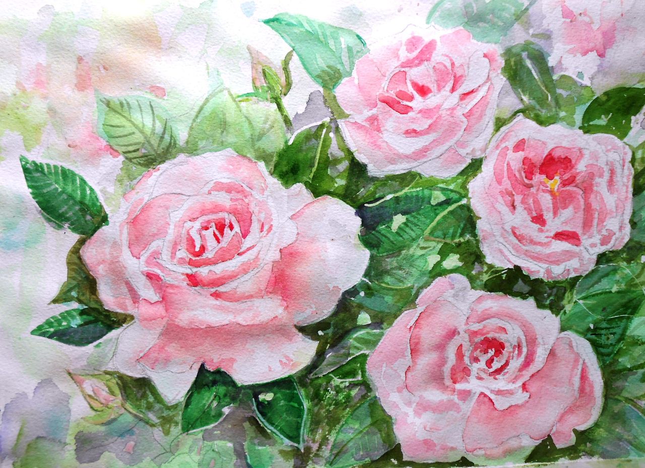 水彩画 バラと花々 水彩8 道子のつれづれ日記 水彩画 バラと花々 水彩8 道子のつれづれ日記