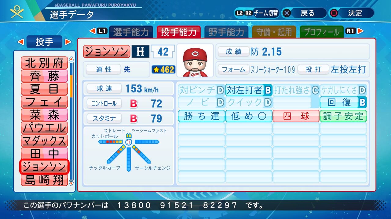 パワプロ サクセス作成選手 実在選手再現 クリス ジョンソン 広島東洋カープ スクストとパワプロと私