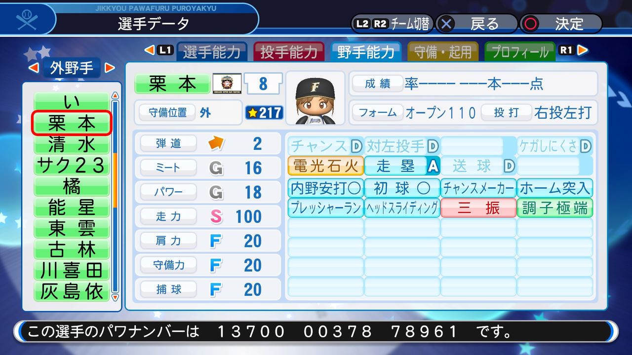 パワプロ19 サクセス作成選手 スクスト 栗本遥 スクストとパワプロと私 パワプロ19 サクセス作成選手 スクスト 栗本遥 スクストとパワプロと私
