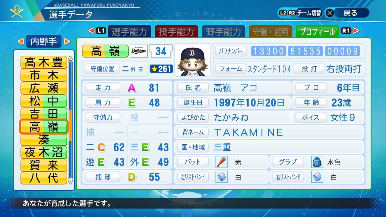 パワプロ サクセス作成選手 スクスト2 高嶺アコ スクストとパワプロと私 パワプロ サクセス作成選手 スクスト2 高嶺アコ スクストとパワプロと私