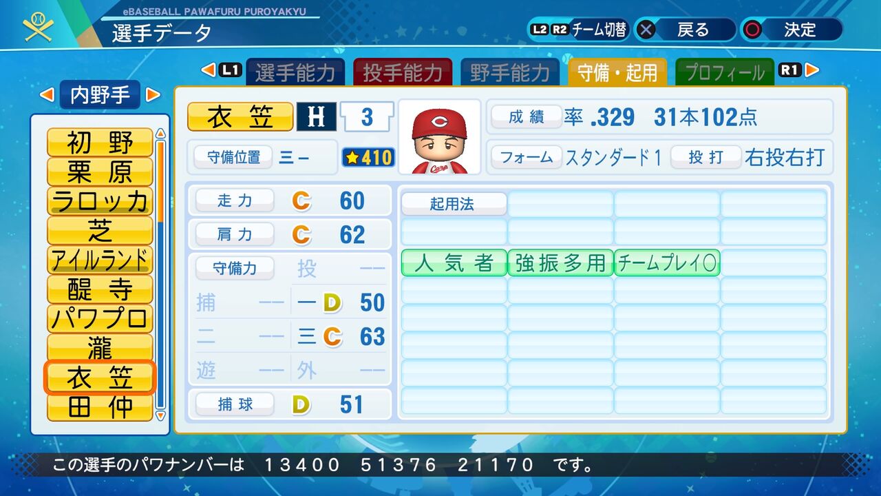 パワプロ サクセス作成選手 実在選手再現 衣笠祥雄 広島東洋カープ スクストとパワプロと私 パワプロ サクセス作成選手 実在選手再現 衣笠祥雄 広島東洋カープ スクストとパワプロと私