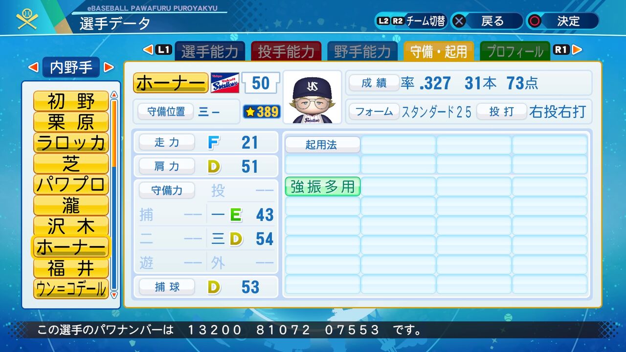 パワプロ サクセス作成選手 実在選手再現 ボブ ホーナー ヤクルトスワローズ スクストとパワプロと私 パワプロ サクセス作成選手 実在選手再現 ボブ ホーナー ヤクルトスワローズ スクストとパワプロと私