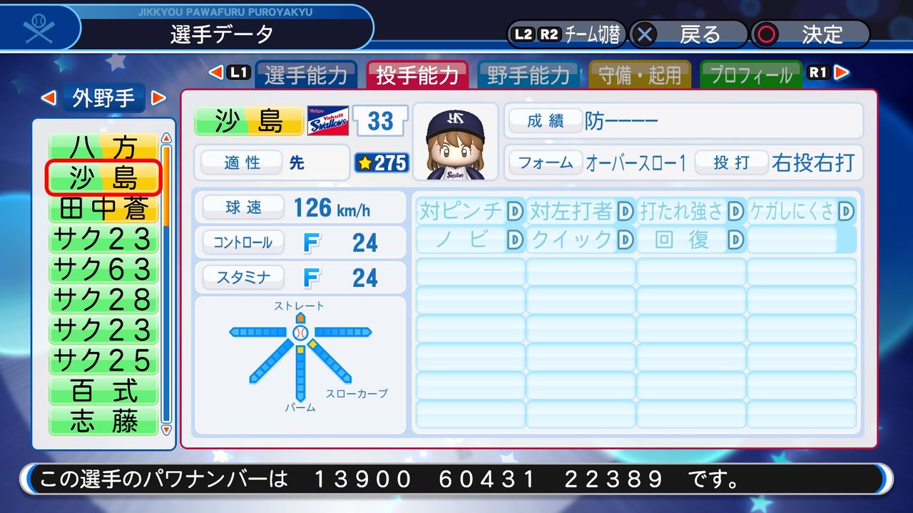 パワプロ19 サクセス 作成選手 スクスト 沙島悠水 スクストとパワプロと私 パワプロ19 サクセス 作成選手 スクスト 沙島悠水 スクストとパワプロと私