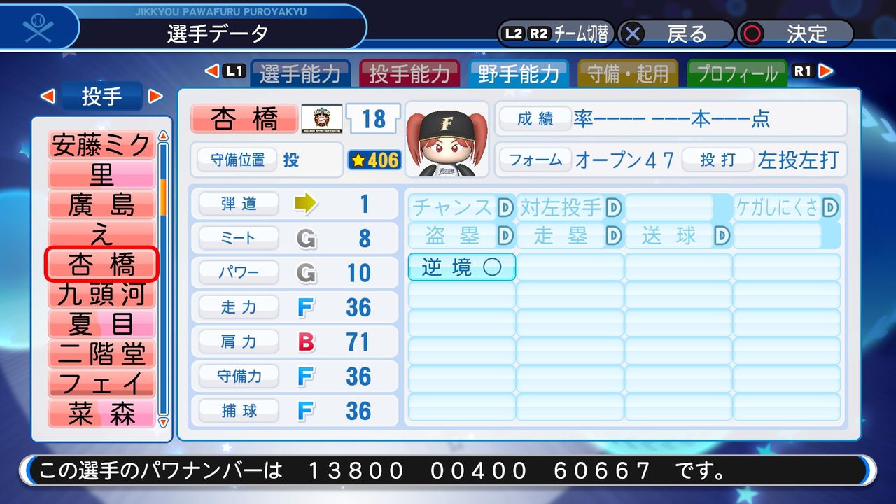 パワプロ19 サクセス作成選手 スクスト 杏橋天音 スクストとパワプロと私