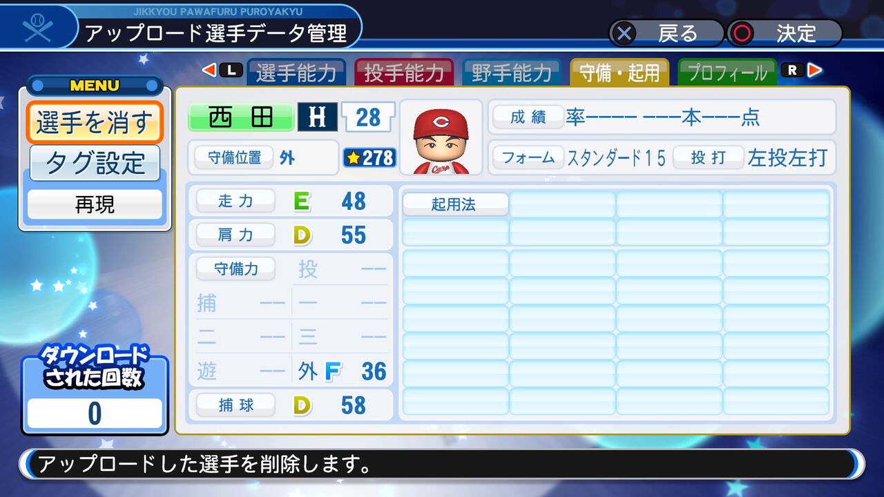 パワプロ19 サクセス作成選手 実在選手再現 西田真二 広島カープ スクストとパワプロと私 パワプロ19 サクセス作成選手 実在選手再現 西田真二 広島カープ スクストとパワプロと私