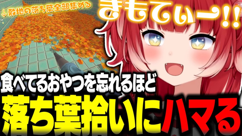 【赤見かるび】夢中すぎて『じゃがりこ』忘れる！？落ち葉拾いゲームの中毒性が高すぎて草