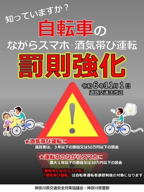 【警視庁】自転車の「酒気帯び運転」都内で初の逮捕者　40代男の呼気から基準値約7倍のアルコール検出「缶チューハイを4～5杯飲んだ」
