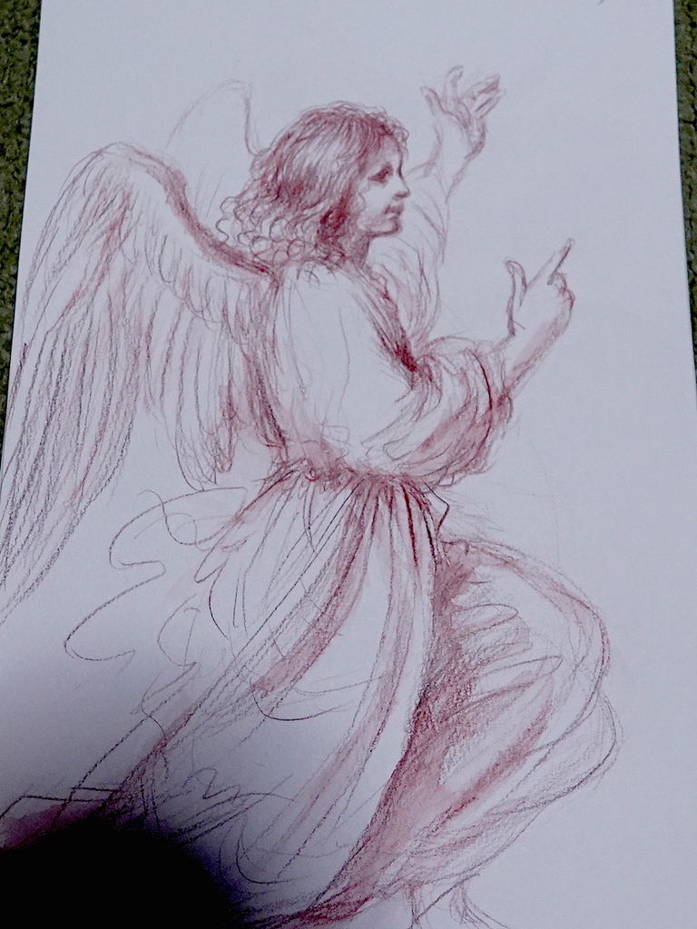 天使と聖母の模写スケッチ : 鳥写真マンガ