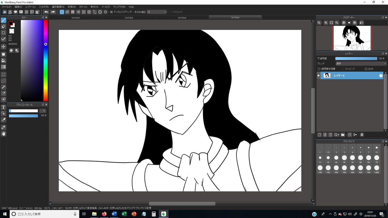 現時点でのペンタブの練習具合 夏色アサシンのマンガ制作記録 現時点でのペンタブの練習具合 夏色アサシンのマンガ制作記録