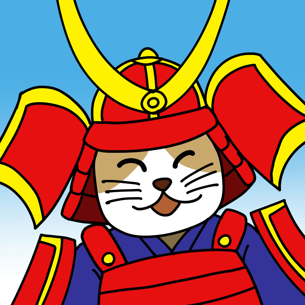 イラスト 甲冑を着た猫 夏色アサシンのマンガ制作記録