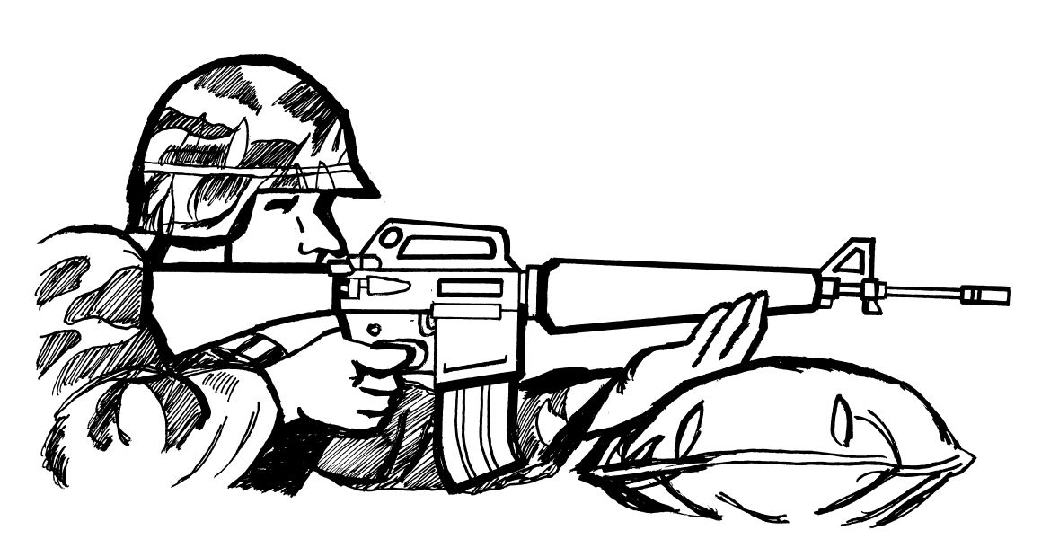 模写イラスト M16自動小銃を構える兵士 夏色アサシンのマンガ制作記録