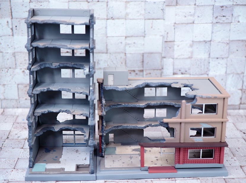 ジオコレ 1/150「廃墟&解体中の建物×2種&作業足場等」5点セット