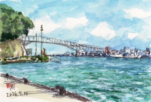 26宇井の岸壁より境大橋・盛夏_1