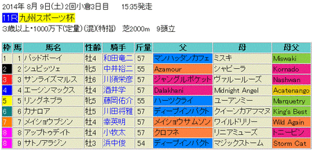 九州スポーツ杯2014予想
