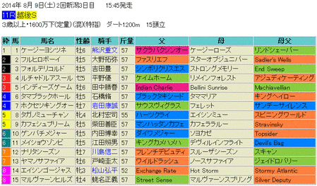 越後ステークス2014予想