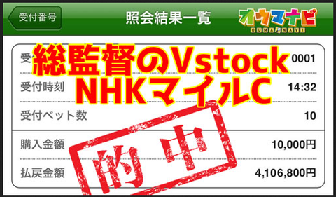 オウマナビNHKマイルC的中