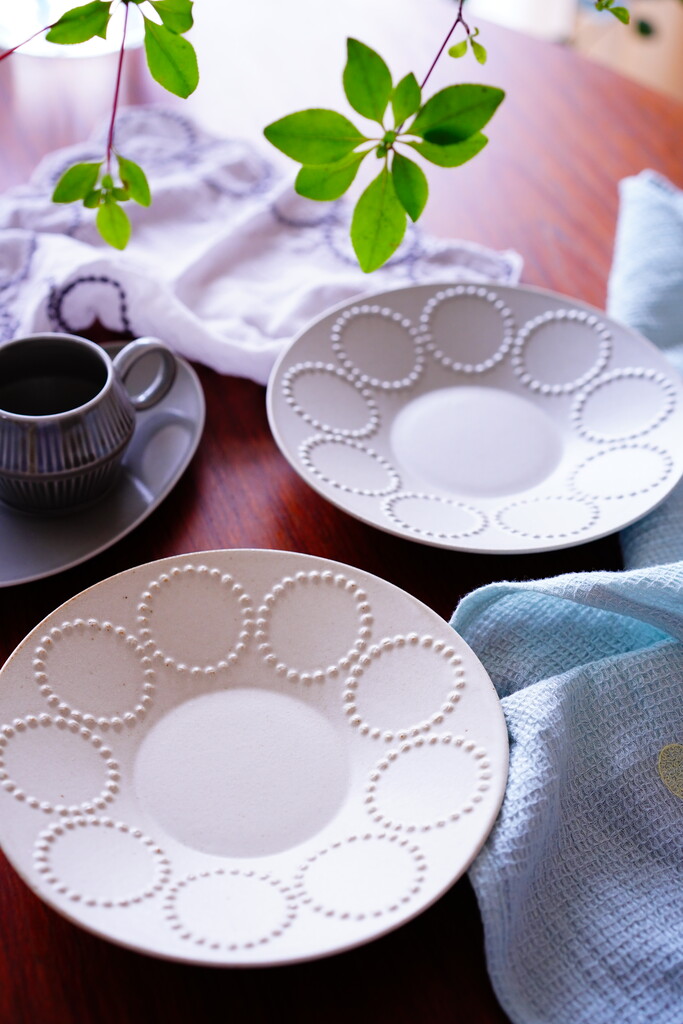 【大・小セット】ミナペルホネン 皿 タンバリン ライトブルー プレート ミナペルホネンのタンバリンに新色登場♪オンラインストアで本日発売