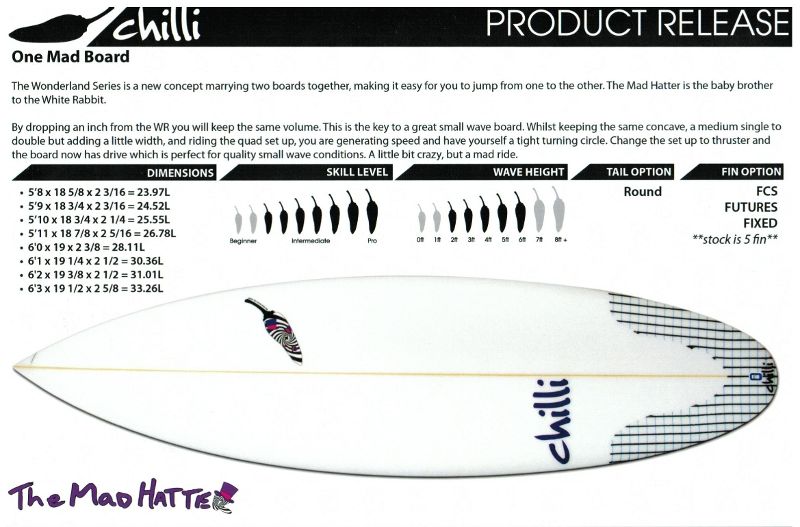 chilli チリ　サーフボード　6'2 サーフィン　CT カノア　アンディ Chilli Surfboards