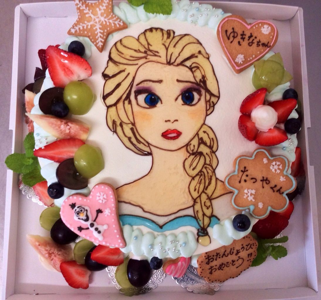 アナと雪の女王 エルサ の直書きお誕生日ケーキ Rina S