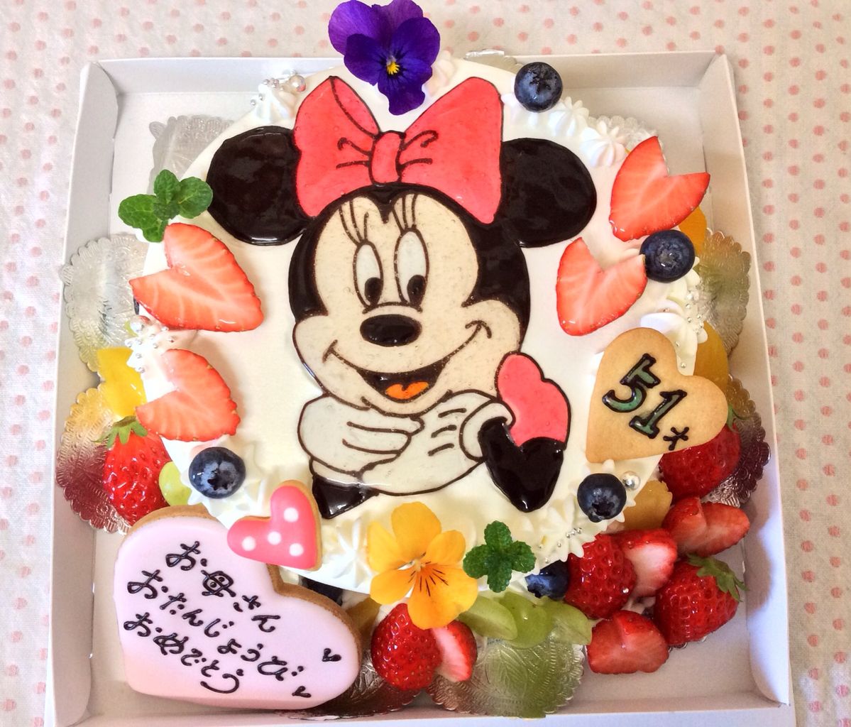 ミニーちゃんの直書きお誕生日ケーキ Rina S