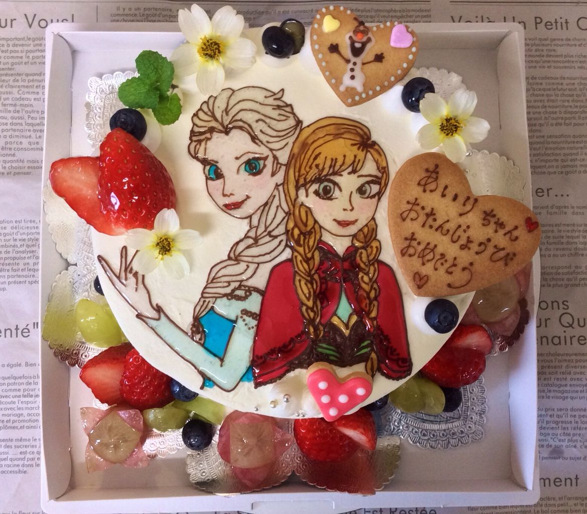 アナと雪の女王 アナとエルサ の直書きお誕生日ケーキ Rina S