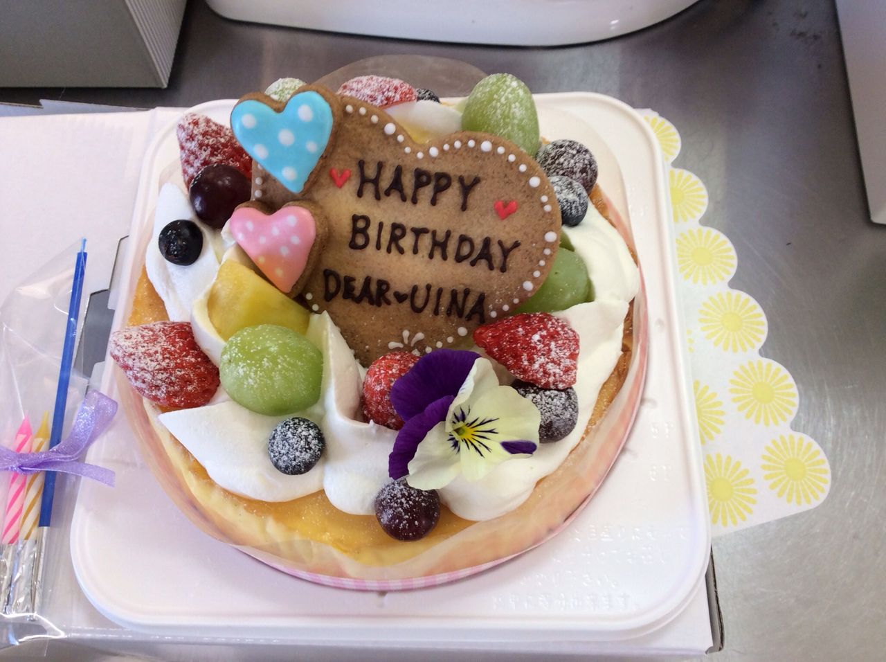 ベイクドチーズケーキのお誕生日ケーキ Rina S