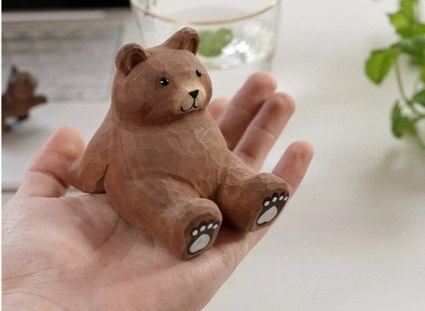 熊 置物 木彫り