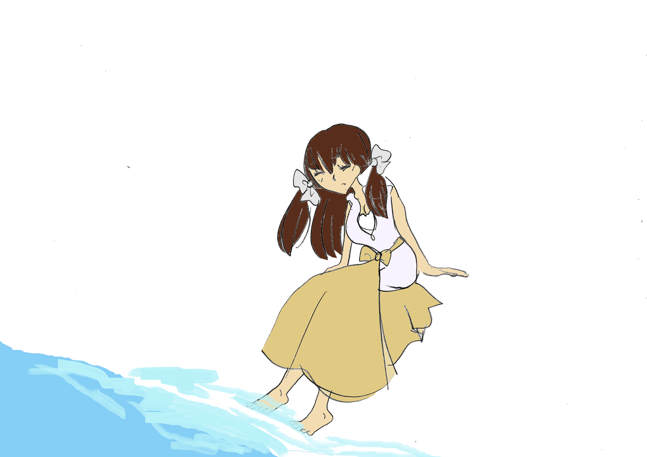 夏だ キャンプで水浴びとキャンプファイヤしている絵 小学生 絵筆ちゃんのblog