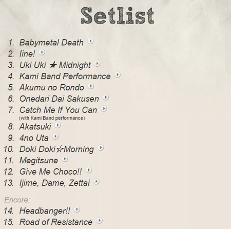 babymetal-setlist