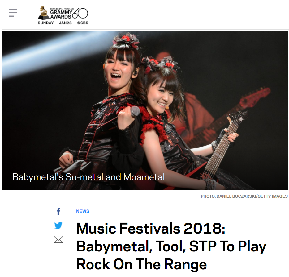 グラミー賞公式のrotrラインナップ記事でbabymetalがトップに 海外記事翻訳 Babymetalの使徒