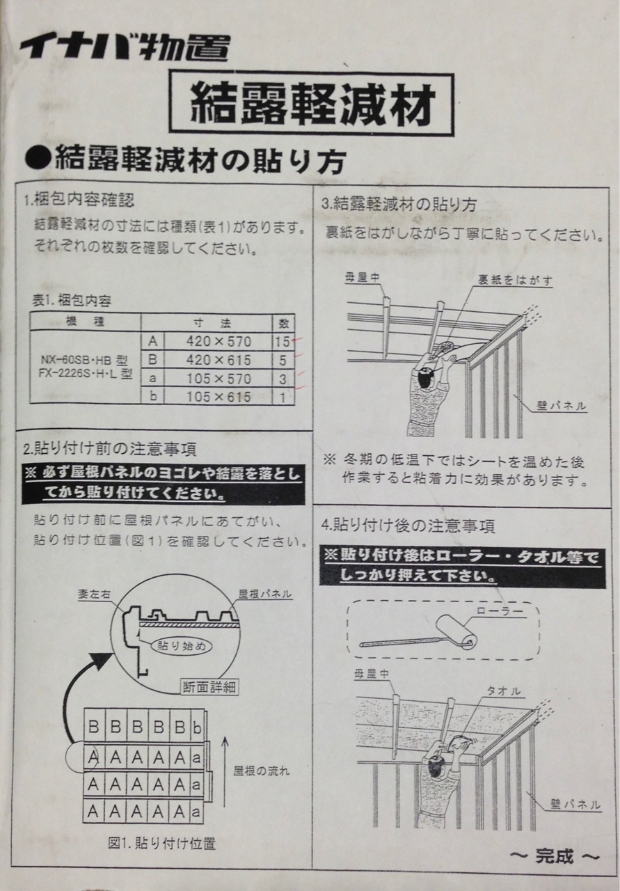 イナバ バイクガレージ 天井の結露軽減と断熱 : ネジのバイクブログ