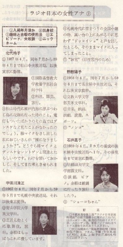 懐かしの資料 80 ラジオ日本 の女性アナ 旧 国際短波放送情報