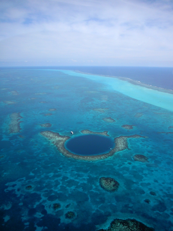 Blue hole barrier reef