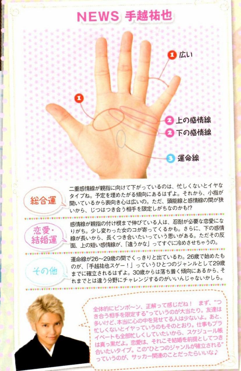 手越祐也手相 有名人 芸能人手相画像集