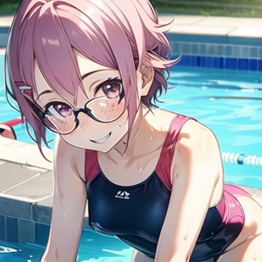 リズベット(ソードアートオンライン) 競泳水着(眼鏡ver.)