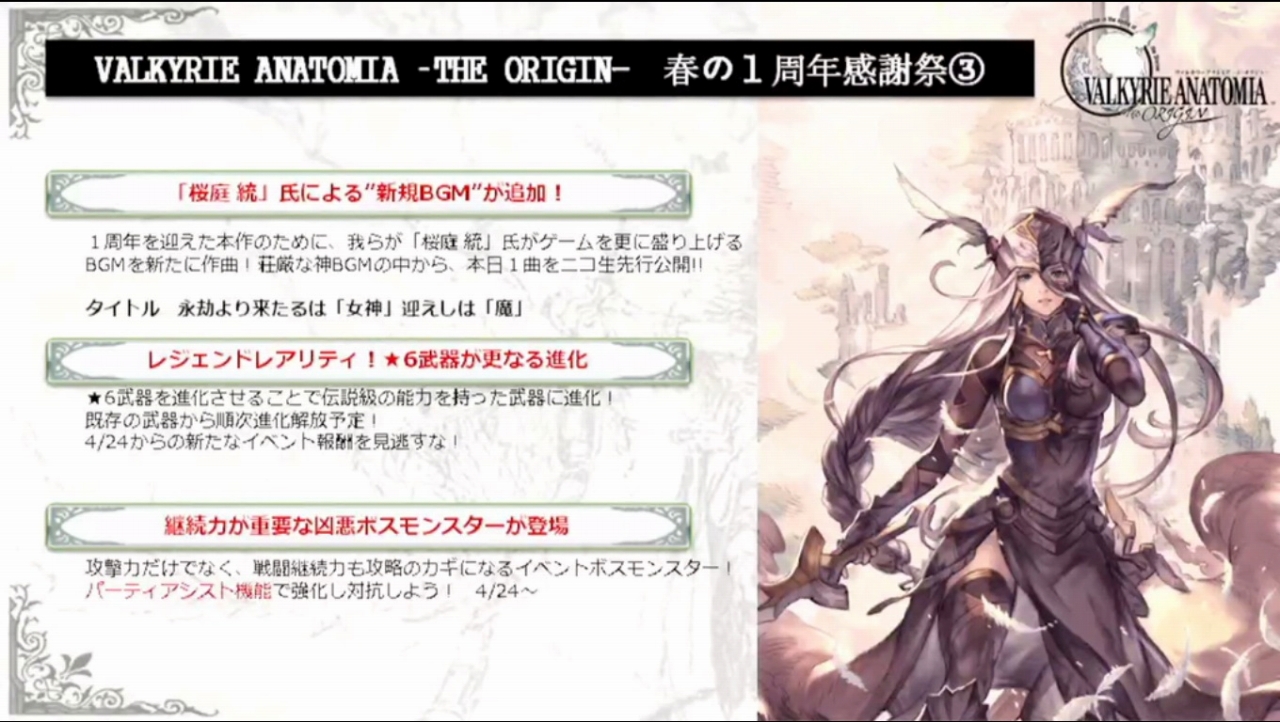 ヴァルキリーアナトミア 1周年記念イベントの詳細が公開 100日ログインで目当てのアーティファクトが手に入るかも Sylph Watch ヴァルキリーアナトミア 1周年記念イベントの詳細が公開 100日ログインで目当てのアーティファクトが手に入るかも Sylph Watch